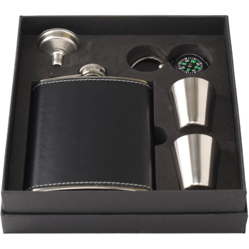 Zakfles heupfles zwart complete set 7oz