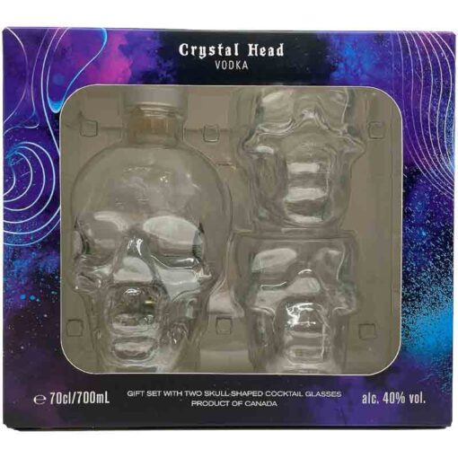 Crystal head skull giftbox + 2 skull glazen 40% vodka 70cl