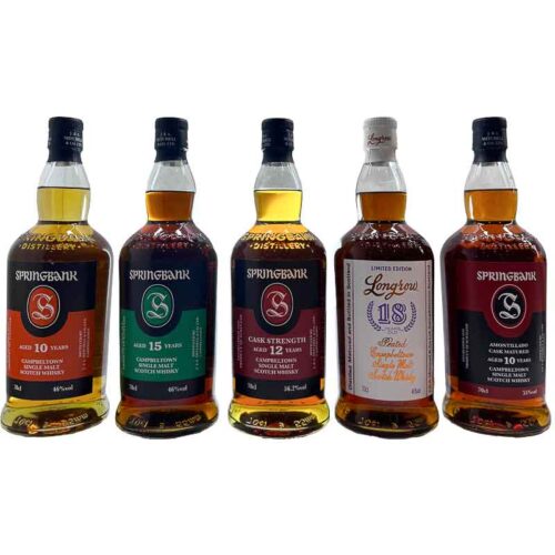 Springbank 2024 bundle #9 10y + 15y + 12y cs +10y amontillado + Longrow 18y whisky 5 x 70cl