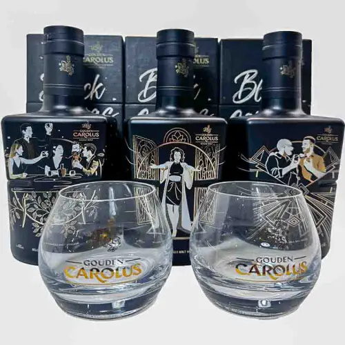 Gouden carolus whisky black canvas series deel 2 + 2 glazen 3x50cl 46%